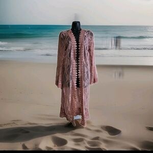 Polly & Esther Max Cardigan Pink Lace Open Flared Bell Sleeve Size Medium NWOT